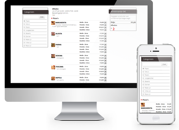 Webshop - aussi sur smartphone pour restaurant snacks, et horeca